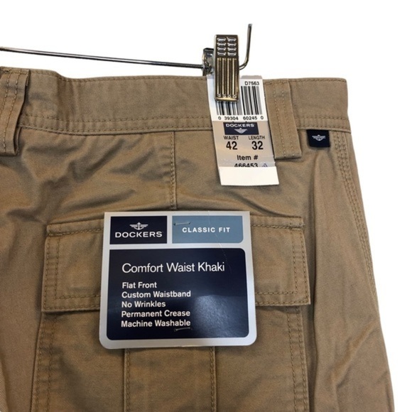 New Dockers Comfort Waist Khaki Classic Fit Khaki Brown Pants - Picture 4 of 7